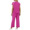 image:imageXIEERDUO 2 Piece Sets for Women Crew Neck Travel Airport Outfits Summer Fashion Clothing Cap Sleeve Tops Wide Legs Pants SetHot Pink