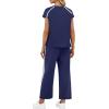 image:imageXIEERDUO 2 Piece Sets for Women Crew Neck Travel Airport Outfits Summer Fashion Clothing Cap Sleeve Tops Wide Legs Pants SetNavy Blue