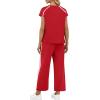 image:imageXIEERDUO 2 Piece Sets for Women Crew Neck Travel Airport Outfits Summer Fashion Clothing Cap Sleeve Tops Wide Legs Pants SetRed