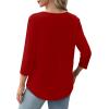 image:imageXIEERDUO 34 Length Sleeve Tops for Women 2026 Crewneck Casual Pleated Tunic Tops Shirts BlousesAred