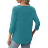 image:imageXIEERDUO 34 Length Sleeve Tops for Women 2026 Crewneck Casual Pleated Tunic Tops Shirts BlousesAturquoise
