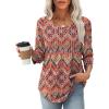 image:imageXIEERDUO 34 Length Sleeve Tops for Women 2026 Crewneck Casual Pleated Tunic Tops Shirts BlousesFboho