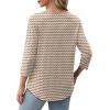 image:imageXIEERDUO 34 Length Sleeve Tops for Women 2026 Crewneck Casual Pleated Tunic Tops Shirts BlousesFbrown Stripe