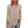 image:imageXIEERDUO 34 Length Sleeve Tops for Women 2026 Crewneck Casual Pleated Tunic Tops Shirts BlousesFbrown Stripe