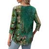 image:imageXIEERDUO 34 Length Sleeve Tops for Women 2026 Crewneck Casual Pleated Tunic Tops Shirts BlousesFgreen Floral