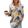 image:imageXIEERDUO 34 Length Sleeve Tops for Women 2026 Crewneck Casual Pleated Tunic Tops Shirts BlousesFink Floral