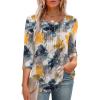 image:imageXIEERDUO 34 Length Sleeve Tops for Women 2026 Crewneck Casual Pleated Tunic Tops Shirts BlousesFink Floral