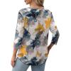 image:imageXIEERDUO 34 Length Sleeve Tops for Women 2026 Crewneck Casual Pleated Tunic Tops Shirts BlousesFink Floral