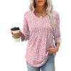 image:imageXIEERDUO 34 Length Sleeve Tops for Women 2026 Crewneck Casual Pleated Tunic Tops Shirts BlousesFpink Leopard