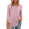 image:imageXIEERDUO 34 Length Sleeve Tops for Women 2026 Crewneck Casual Pleated Tunic Tops Shirts BlousesFpink Leopard