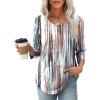 image:imageXIEERDUO 34 Length Sleeve Tops for Women 2026 Crewneck Casual Pleated Tunic Tops Shirts BlousesFtie Dye