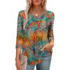 image:imageXIEERDUO 34 Length Sleeve Tops for Women 2026 Crewneck Casual Pleated Tunic Tops Shirts BlousesFtropical Sunset Grove