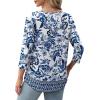 image:imageXIEERDUO 34 Length Sleeve Tops for Women 2026 Crewneck Casual Pleated Tunic Tops Shirts BlousesFwhite Blue Ethnic
