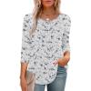 image:imageXIEERDUO 34 Length Sleeve Tops for Women 2026 Crewneck Casual Pleated Tunic Tops Shirts BlousesFwhite Floral