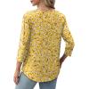 image:imageXIEERDUO 34 Length Sleeve Tops for Women 2026 Crewneck Casual Pleated Tunic Tops Shirts BlousesFyellow White Daisies