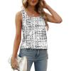 image:imageXIEERDUO Summer Tank Tops for Women Square Neck Loose Fit Casual Fashion Flowy SleevelessBlack Gray Dots