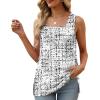 image:imageXIEERDUO Summer Tank Tops for Women Square Neck Loose Fit Casual Fashion Flowy SleevelessBlack Gray Dots