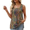 image:imageXIEERDUO Summer Tank Tops for Women Square Neck Loose Fit Casual Fashion Flowy SleevelessOrange Print