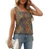 image:imageXIEERDUO Summer Tank Tops for Women Square Neck Loose Fit Casual Fashion Flowy SleevelessOrange Print