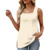 image:imageXIEERDUO Summer Tank Tops for Women Square Neck Loose Fit Casual Fashion Flowy SleevelessWhite Checkered
