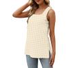 image:imageXIEERDUO Summer Tank Tops for Women Square Neck Loose Fit Casual Fashion Flowy SleevelessWhite Checkered