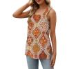 image:imageXIEERDUO Summer Tank Tops for Women Square Neck Loose Fit Casual Fashion Flowy SleevelessYelloworange Print