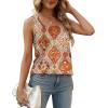 image:imageXIEERDUO Summer Tank Tops for Women Square Neck Loose Fit Casual Fashion Flowy SleevelessYelloworange Print