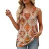 image:imageXIEERDUO Summer Tank Tops for Women Square Neck Loose Fit Casual Fashion Flowy SleevelessYelloworange Print