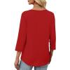image:imageXIEERDUO Womens 34 Sleeve Tops 2026 VNeck Summer Outfits Casual Pleated Shirts Blouses Beach Vacation Spring ClothesAred