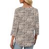 image:imageXIEERDUO Womens 34 Sleeve Tops 2026 VNeck Summer Outfits Casual Pleated Shirts Blouses Beach Vacation Spring ClothesFbeige Black Speckle