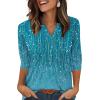 image:imageXIEERDUO Womens 34 Sleeve Tops 2026 VNeck Summer Outfits Casual Pleated Shirts Blouses Beach Vacation Spring ClothesFblue Gradient