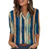 image:imageXIEERDUO Womens 34 Sleeve Tops 2026 VNeck Summer Outfits Casual Pleated Shirts Blouses Beach Vacation Spring ClothesFcolor Streak