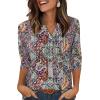 image:imageXIEERDUO Womens 34 Sleeve Tops 2026 VNeck Summer Outfits Casual Pleated Shirts Blouses Beach Vacation Spring ClothesFcolorful Paisley