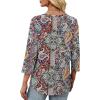 image:imageXIEERDUO Womens 34 Sleeve Tops 2026 VNeck Summer Outfits Casual Pleated Shirts Blouses Beach Vacation Spring ClothesFcolorful Paisley