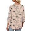 image:imageXIEERDUO Womens 34 Sleeve Tops 2026 VNeck Summer Outfits Casual Pleated Shirts Blouses Beach Vacation Spring ClothesFkhaki Ink Floral