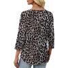 image:imageXIEERDUO Womens 34 Sleeve Tops 2026 VNeck Summer Outfits Casual Pleated Shirts Blouses Beach Vacation Spring ClothesFleopard Print