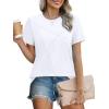 image:imageXIEERDUO Womens Summer Tops 2026 Pleated Round Neck Short Sleeve Shirts Business CasualA White