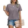 image:imageXIEERDUO Womens Summer Tops 2026 Pleated Round Neck Short Sleeve Shirts Business CasualCoffee Grey