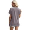 image:imageXIEERDUO Womens Summer Tops 2026 Pleated Round Neck Short Sleeve Shirts Business CasualCoffee Grey
