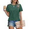 image:imageXIEERDUO Womens Summer Tops 2026 Pleated Round Neck Short Sleeve Shirts Business CasualGreen