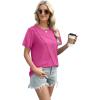 image:imageXIEERDUO Womens Summer Tops 2026 Pleated Round Neck Short Sleeve Shirts Business CasualHot Pink