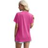 image:imageXIEERDUO Womens Summer Tops 2026 Pleated Round Neck Short Sleeve Shirts Business CasualHot Pink