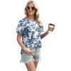 image:imageXIEERDUO Womens Summer Tops 2026 Pleated Round Neck Short Sleeve Shirts Business CasualZ Floral White