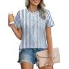image:imageXIEERDUO Womens Summer Tops 2026 Pleated Round Neck Short Sleeve Shirts Business CasualZ Grey Striped