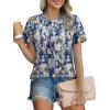 image:imageXIEERDUO Womens Summer Tops 2026 Pleated Round Neck Short Sleeve Shirts Business CasualZ Multi Blue
