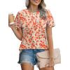image:imageXIEERDUO Womens Summer Tops 2026 Pleated Round Neck Short Sleeve Shirts Business CasualZ Red Flowy