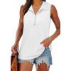 image:imageXIEERDUO Womens Summer Tops V Neck Collared Shirts Dressy Casual Ribbed Tank Top with Zipper Loose FitA White