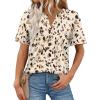 image:imageWomens Short Sleeve Tops Dressy Casual V Neck Oversized Summer Trendy Shirts Business Work BlousesApricot Print