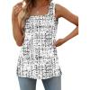 image:imageXIEERDUO Summer Tank Tops for Women Square Neck Loose Fit Casual Fashion Flowy SleevelessBlack Gray Dots