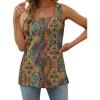 image:imageXIEERDUO Summer Tank Tops for Women Square Neck Loose Fit Casual Fashion Flowy SleevelessOrange Print